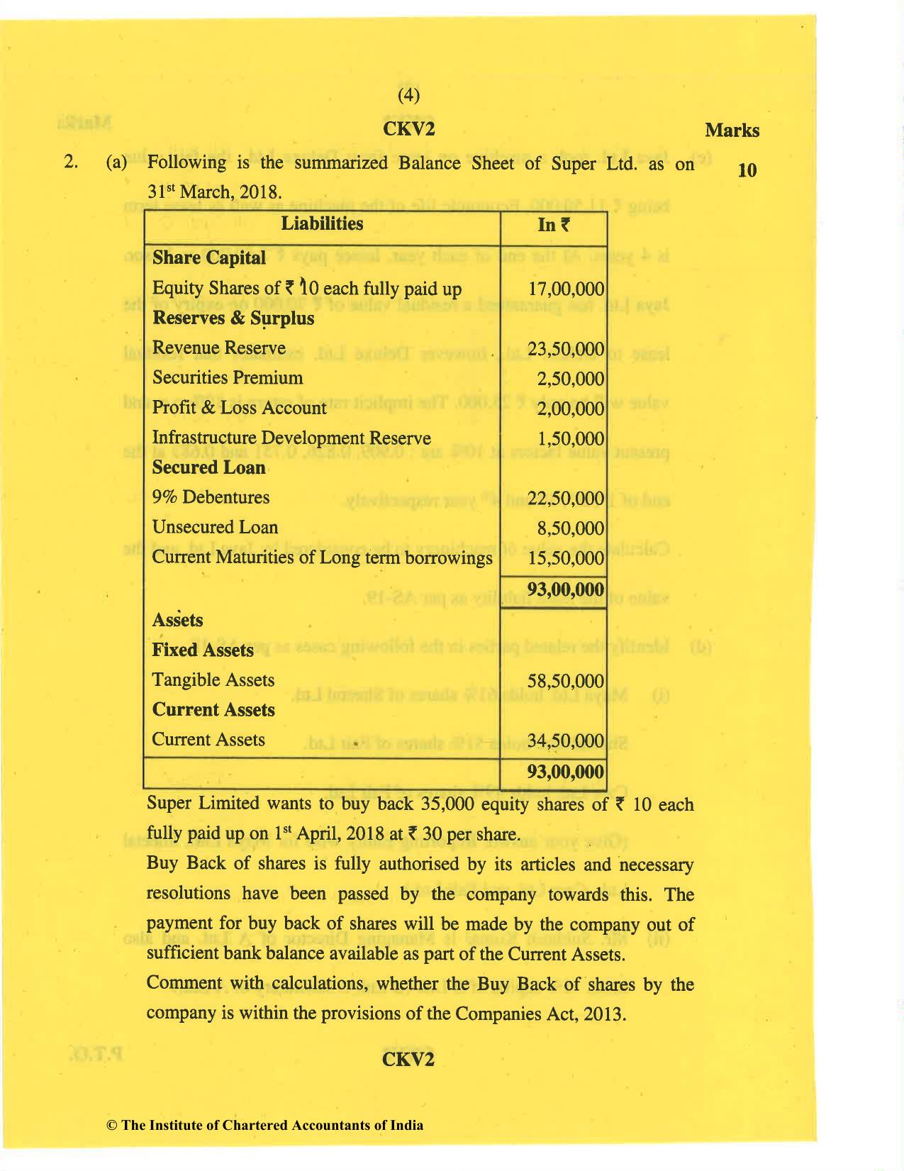 CA Inter May 2019 Question Paper - Paper 5 – Advanced Accounting - Page 4