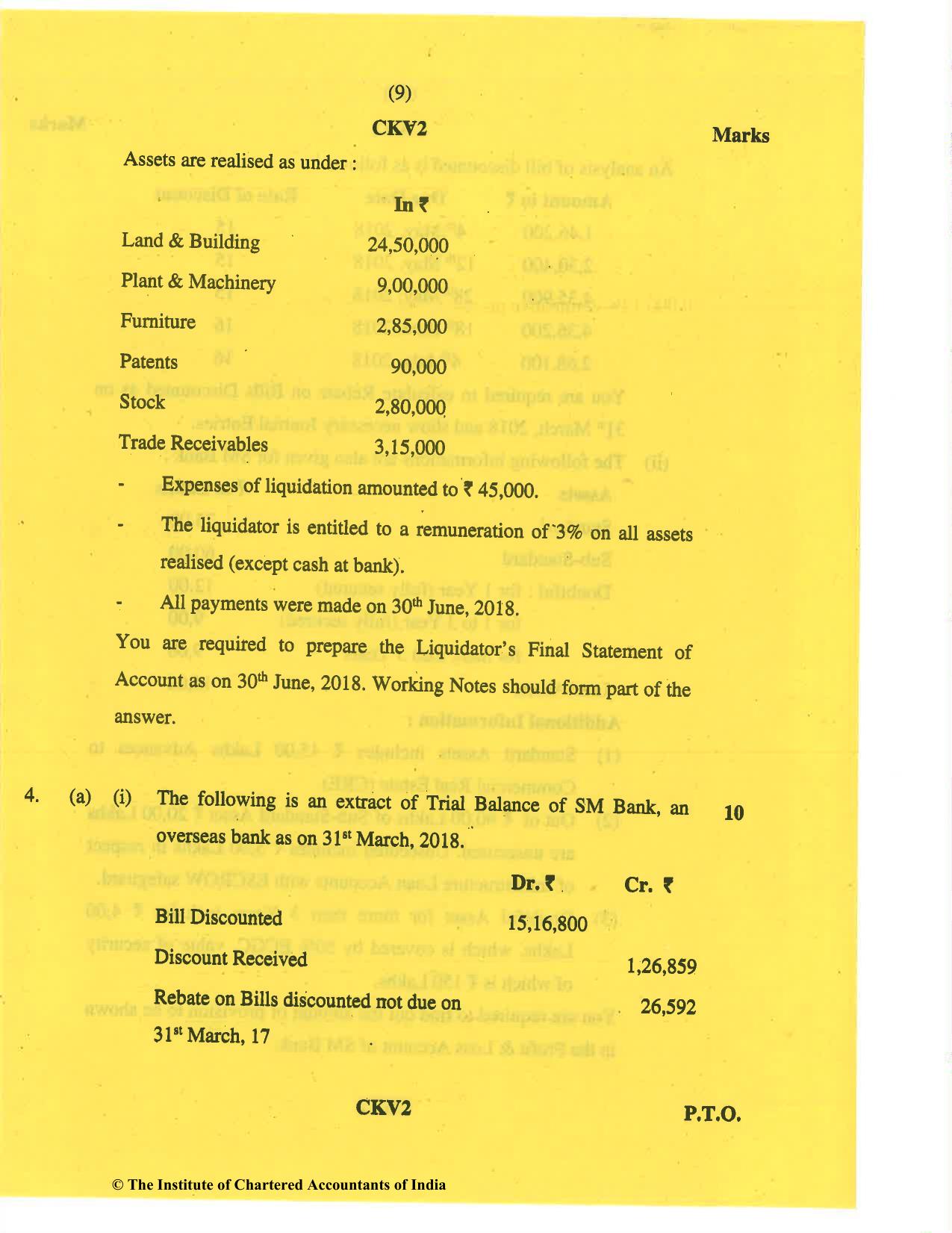 CA Inter May 2019 Question Paper - Paper 5 – Advanced Accounting - Page 9