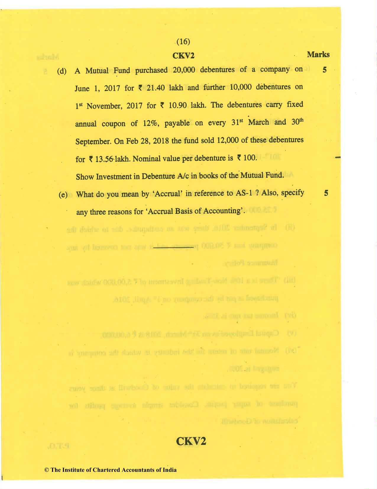 CA Inter May 2019 Question Paper - Paper 5 – Advanced Accounting - Page 16