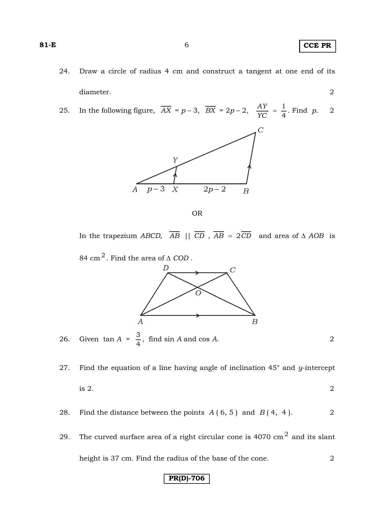 Karnataka SSLC Maths - ENGLISH (81E-D Version_e4) March/April 2019 Question Paper - Page 6