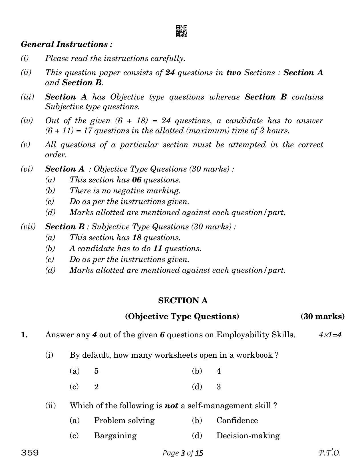 CBSE Class 12 Mass Media Studies (Compartment) 2023 Question Paper - Page 3