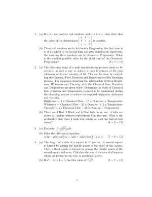 ISI Admission Test M.S.(QMS) QMB 2020 Sample Paper