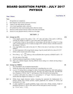 Maharashtra Board HSC Physics 2017 Question Paper