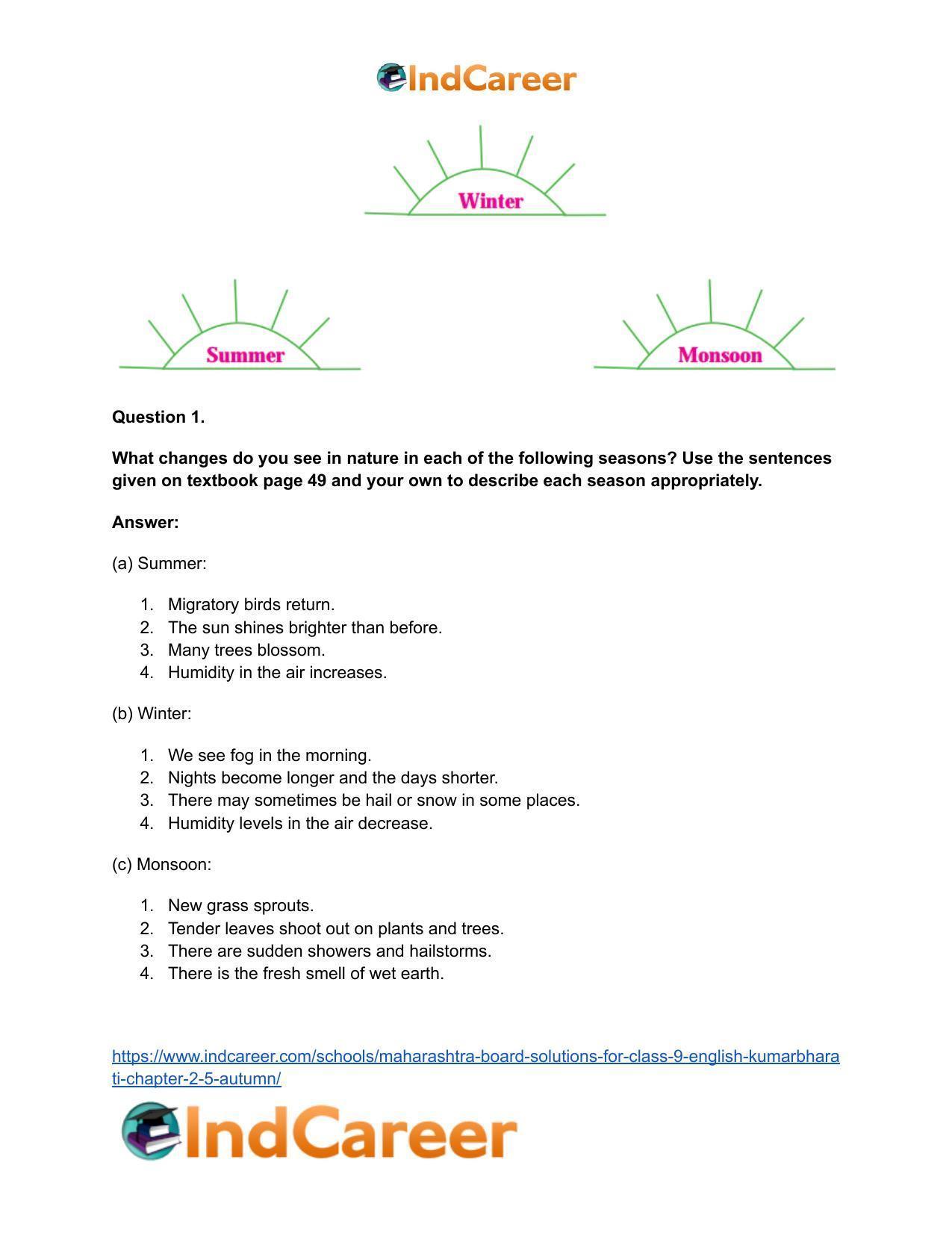 Maharashtra Board Solutions for Class 9- English Kumarbharati: Chapter 2.5- Autumn - Page 3