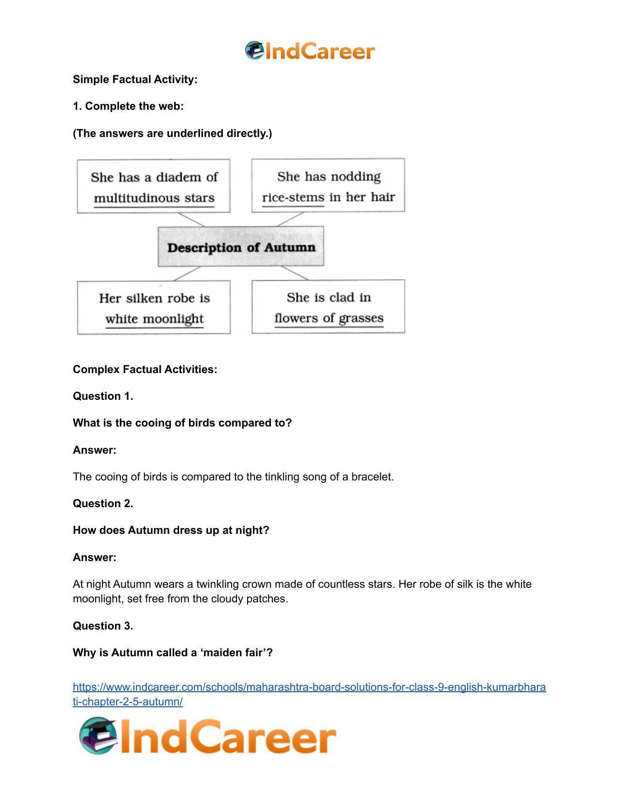 Maharashtra Board Solutions for Class 9- English Kumarbharati: Chapter 2.5- Autumn - Page 10