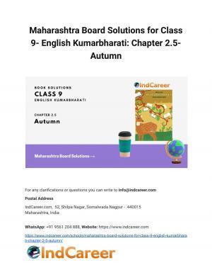 Maharashtra Board Solutions for Class 9- English Kumarbharati: Chapter 2.5- Autumn