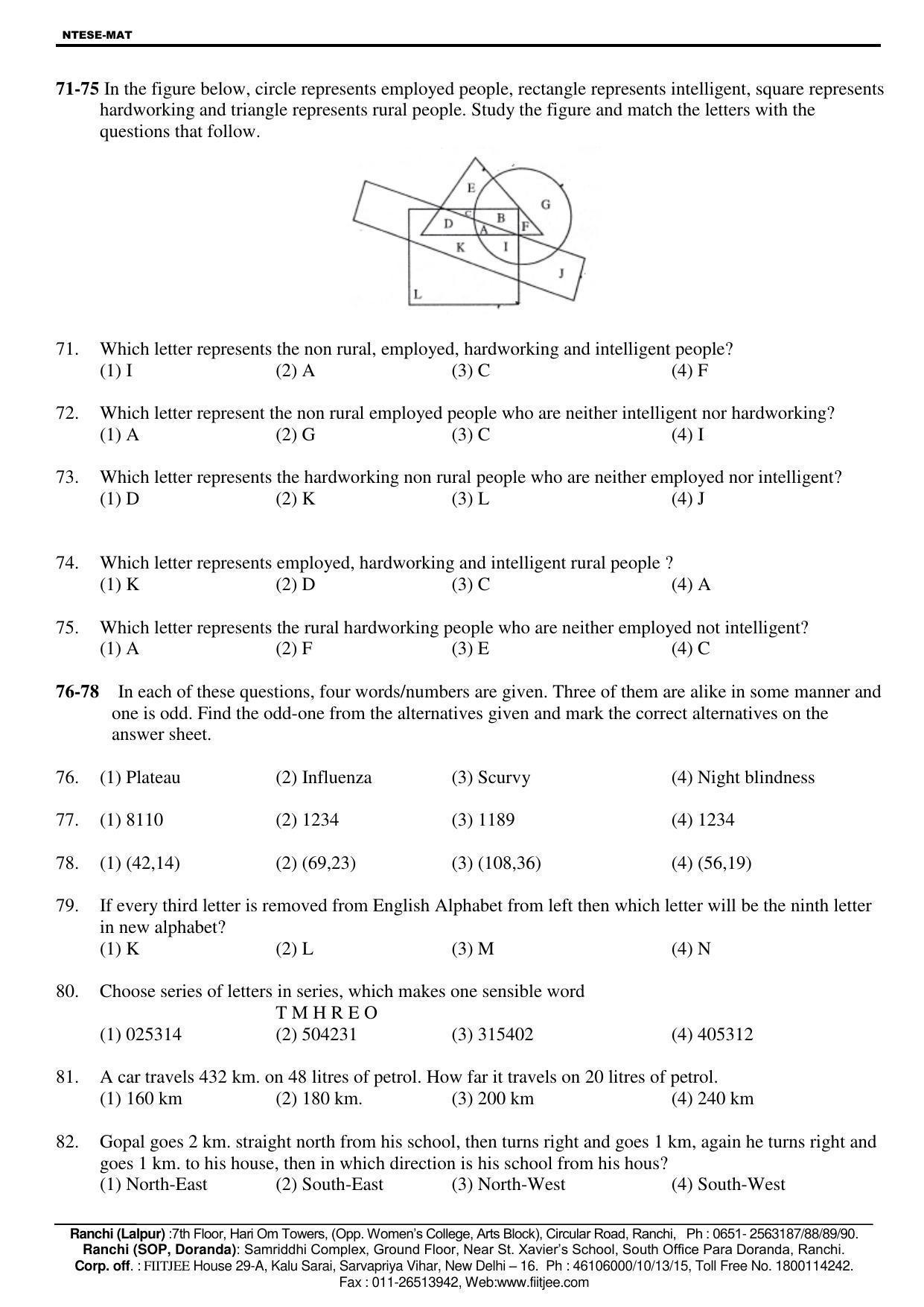 Jharkhand (JAC) NTSE 2018-19 MAT Answer Key - Page 9