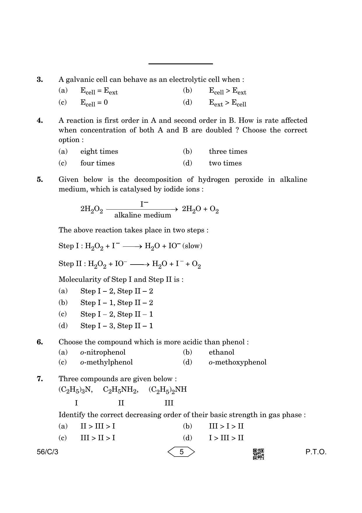CBSE Class 12 56-3 Chemistry 2023 (Compartment) Question Paper - Page 5