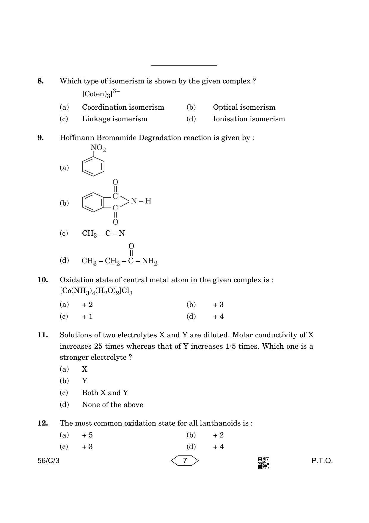 CBSE Class 12 56-3 Chemistry 2023 (Compartment) Question Paper - Page 7