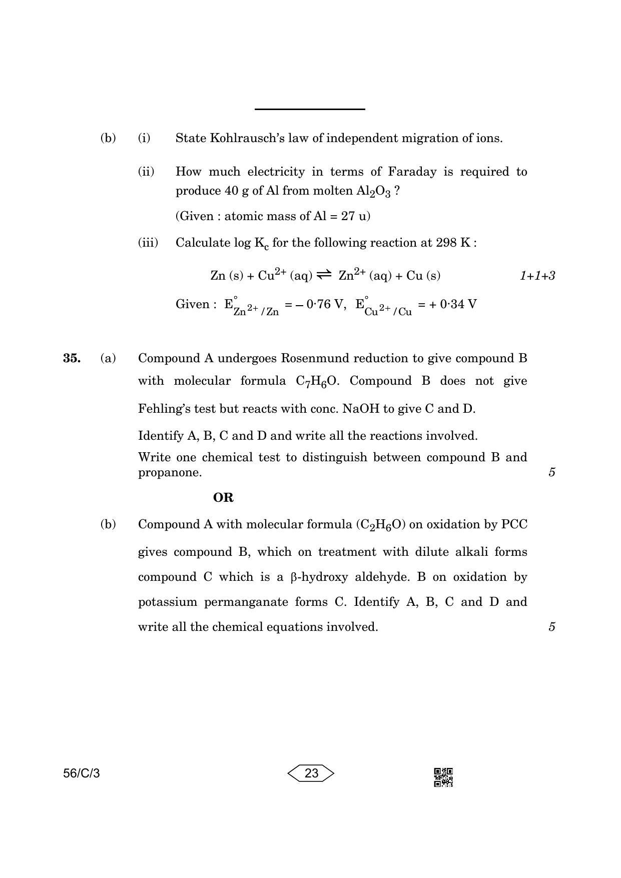 CBSE Class 12 56-3 Chemistry 2023 (Compartment) Question Paper - Page 23