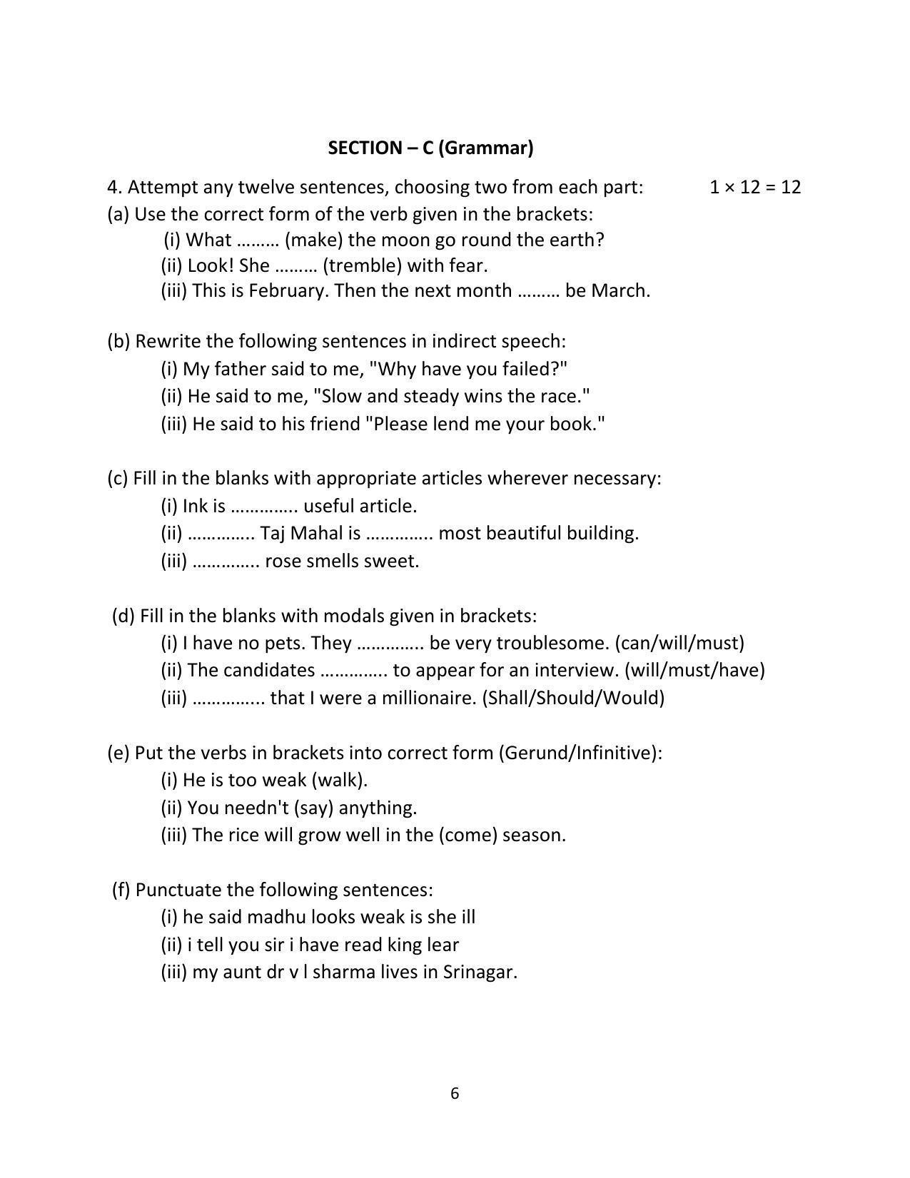 Haryana Board Class 10 English Code A Sample Papers - Page 6