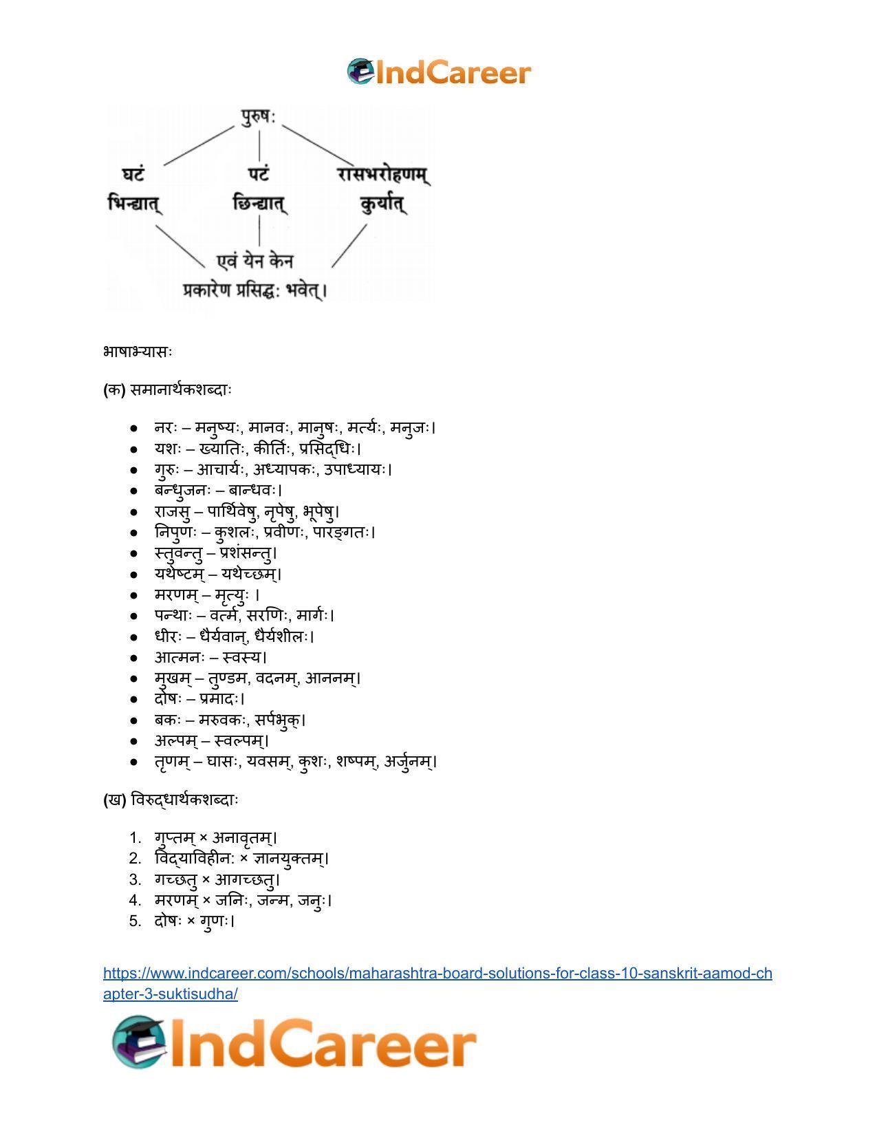 Maharashtra Board Solutions for Class 10- Sanskrit Aamod: Chapter 3- सूक्तिसुधा - Page 19