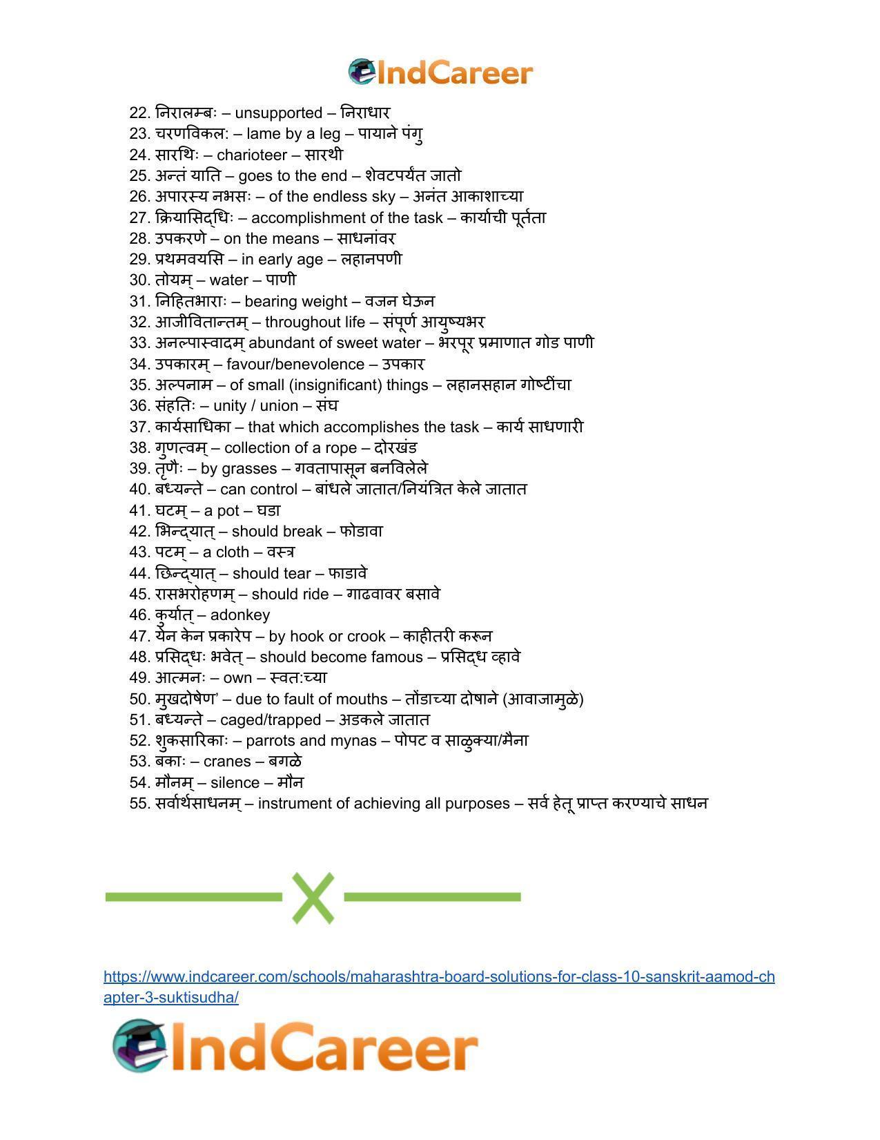 Maharashtra Board Solutions for Class 10- Sanskrit Aamod: Chapter 3- सूक्तिसुधा - Page 26