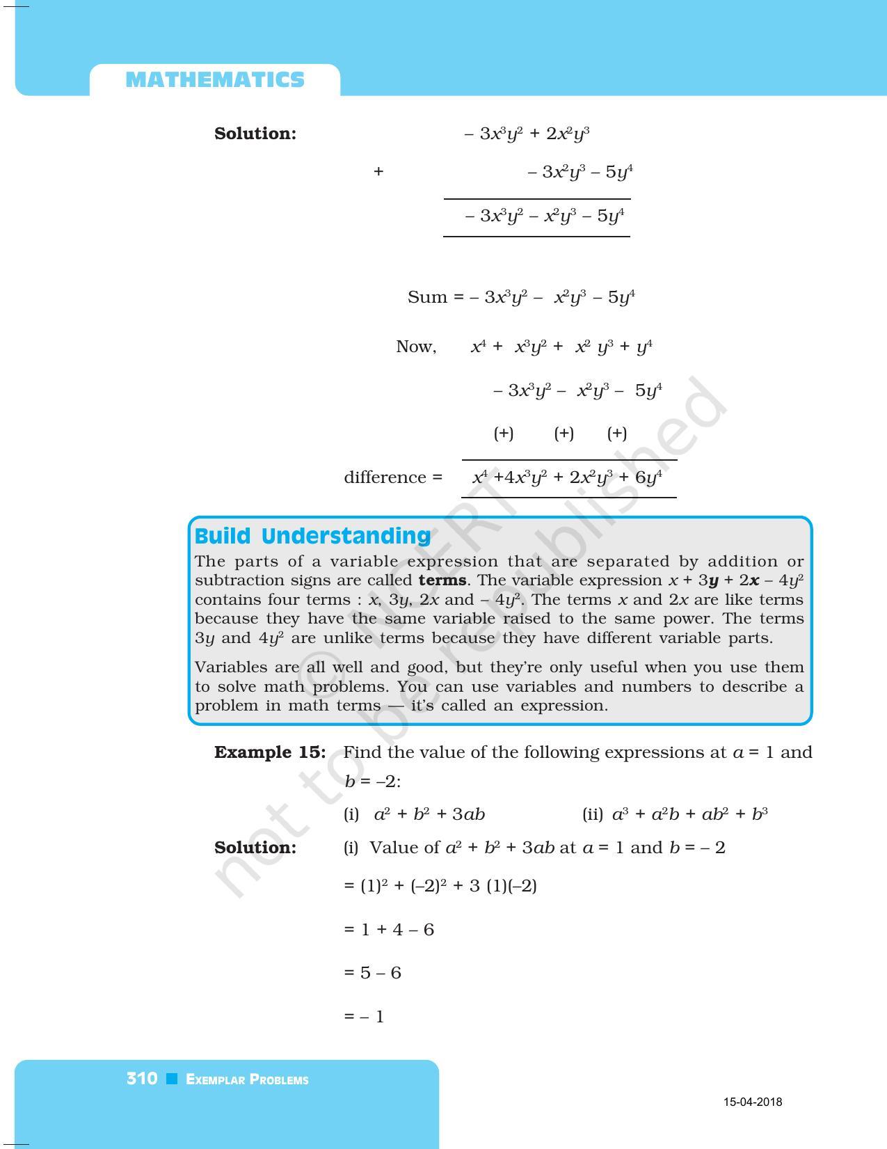 NCERT Exemplar Book for Class 7 Maths: Chapter 10- Algebraic Expression - Page 6