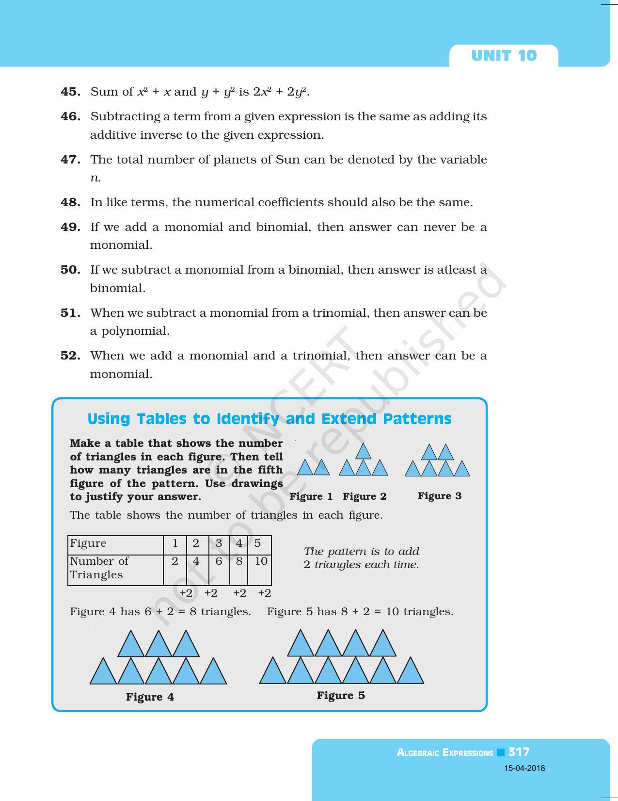 NCERT Exemplar Book for Class 7 Maths: Chapter 10- Algebraic Expression - Page 13