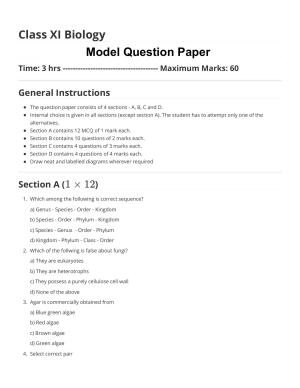 HPBOSE Class 11th Biology Sample Question Papers 2024