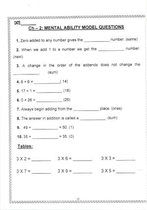 Worksheets for Class 2 Maths Assignment 148 Mental Ability