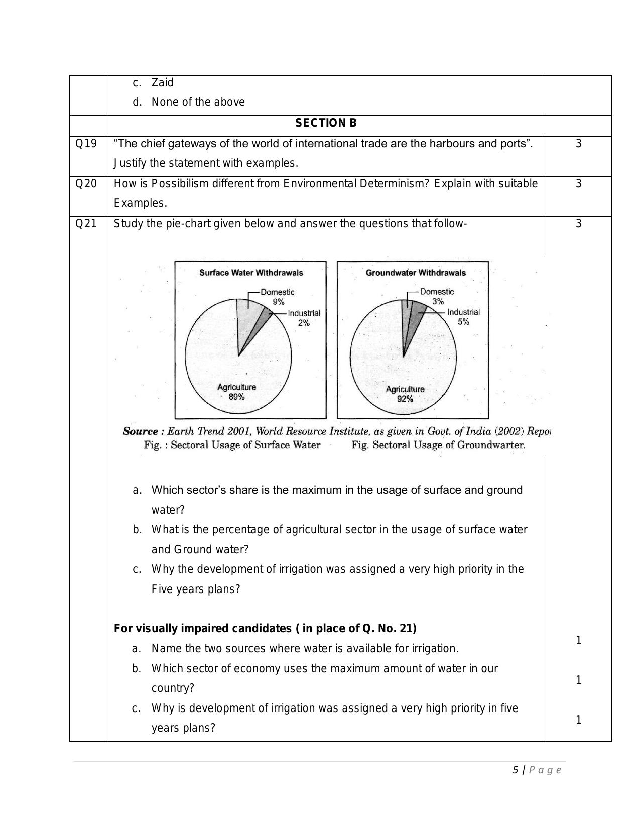 CBSE Class 12 Geography Skill Education-Sample Paper 2019-20 - Page 5
