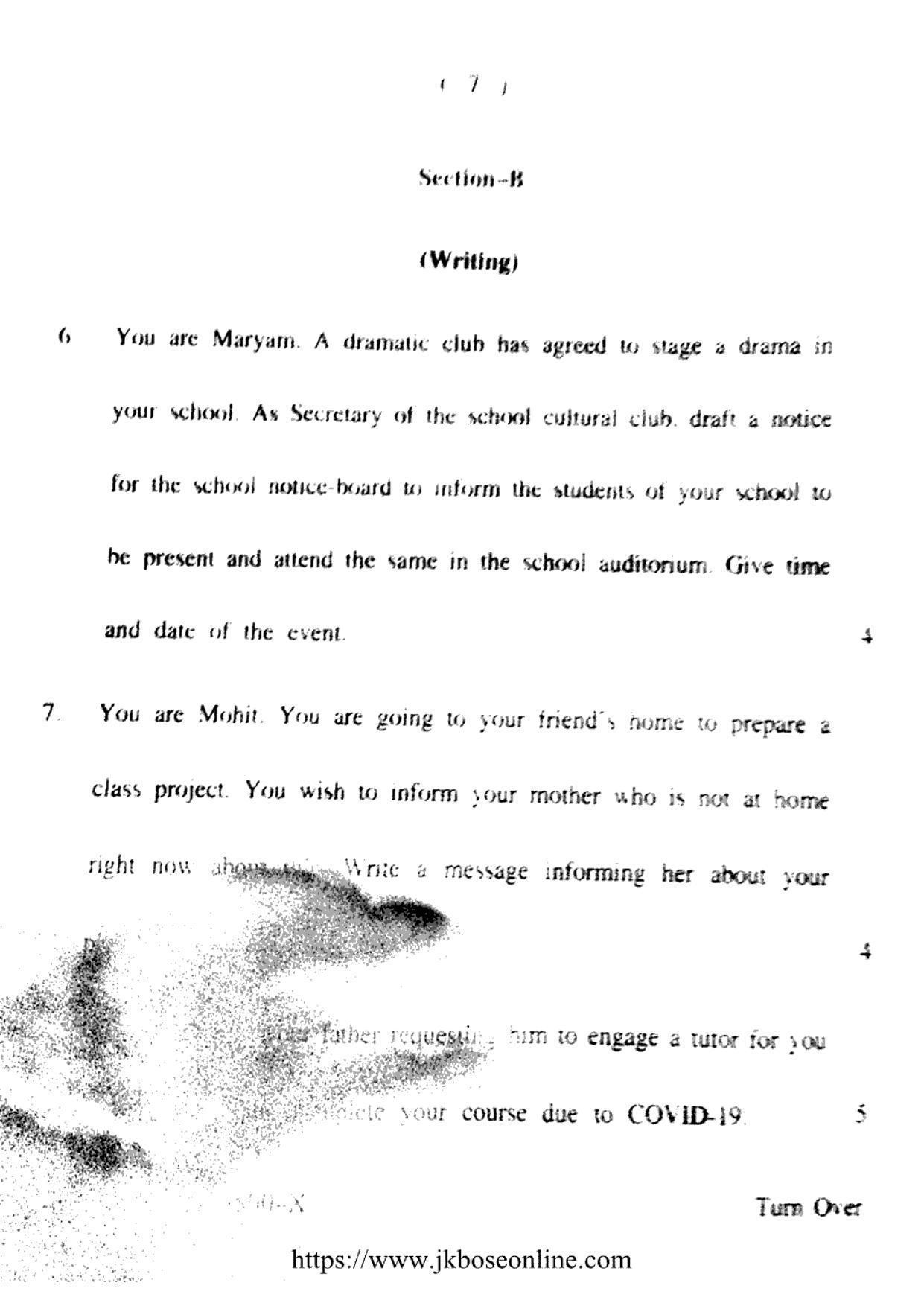 JKBOSE CLASS 10 English (3500-X) 2021 - Page 7