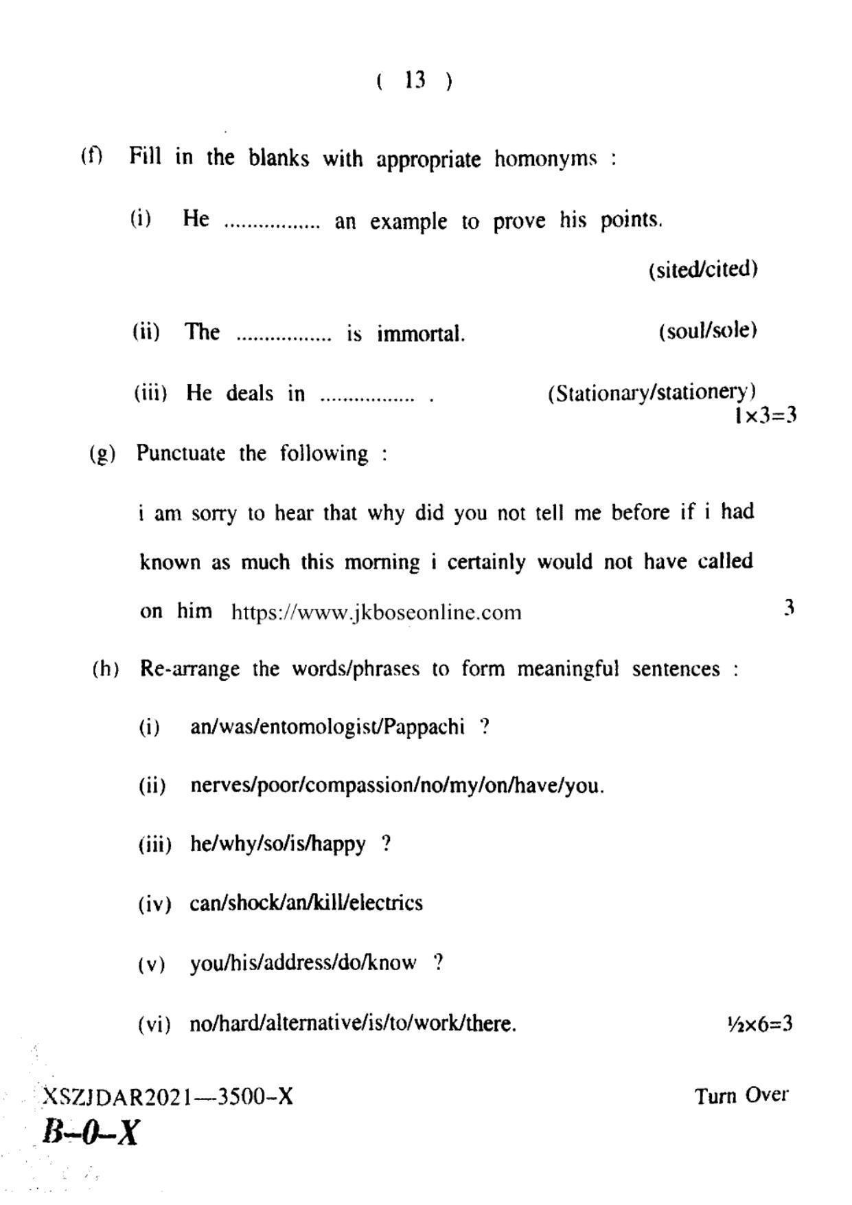 JKBOSE CLASS 10 English (3500-X) 2021 - Page 13