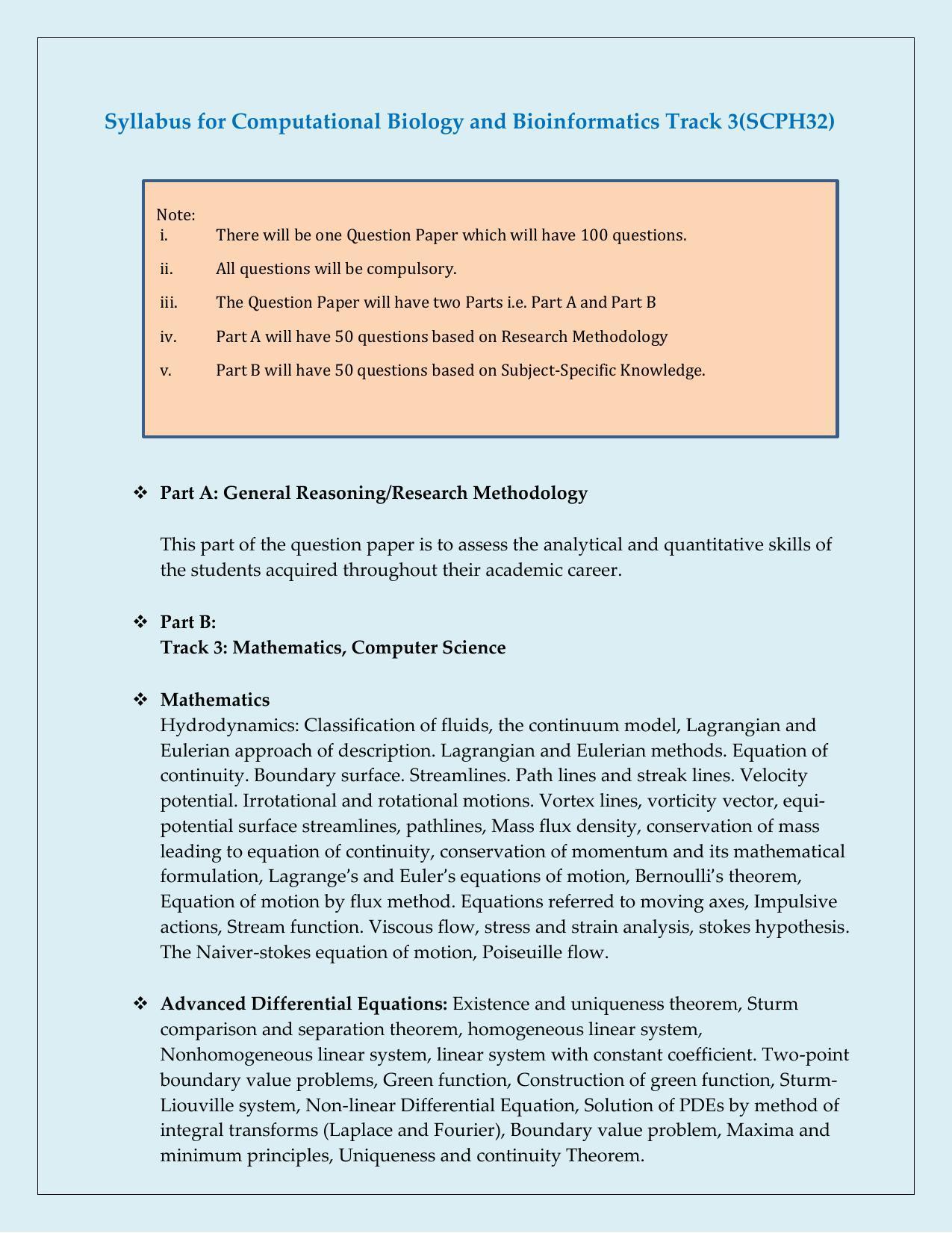 NTA PhD Entrance Exam Computational Biology and Bioinformatics Track – 3 (TRDH) Syllabus - Page 1