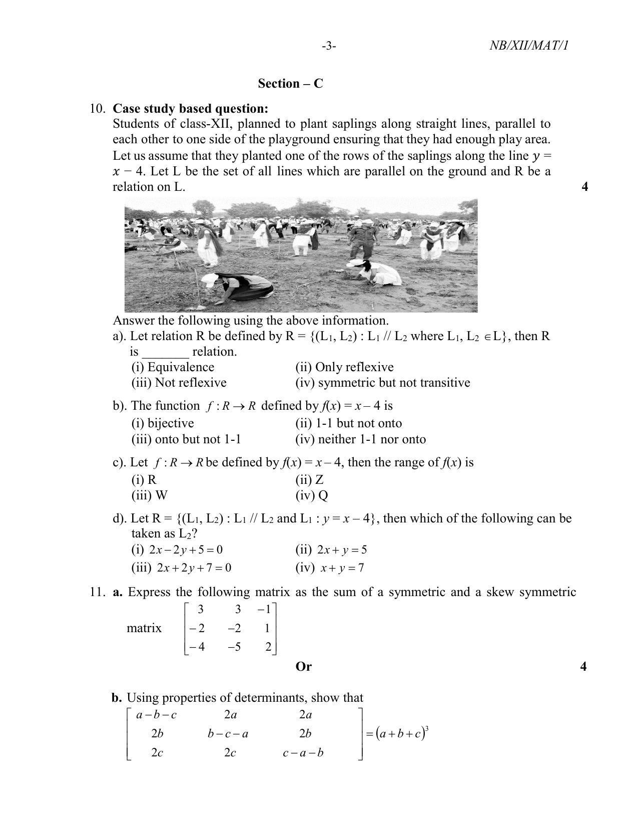 Nagaland Board Class 12 Mathematics 2022 Question Paper - Page 3