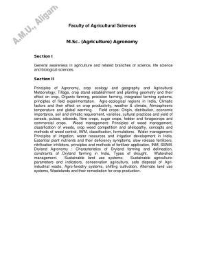 AMU Entrance Exam: AMU Entrance Exam: M.Sc. (Agriculture) Agronomy Syllabus