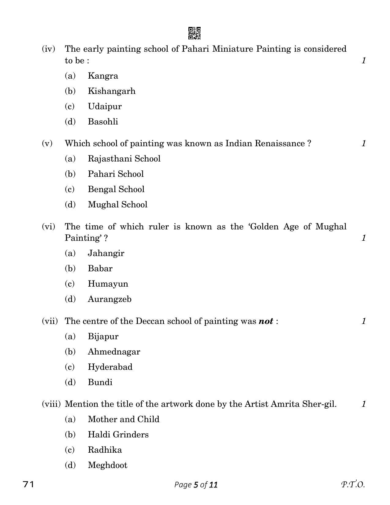 CBSE Class 12 Painting (Compartment) 2023 Question Paper - Page 5