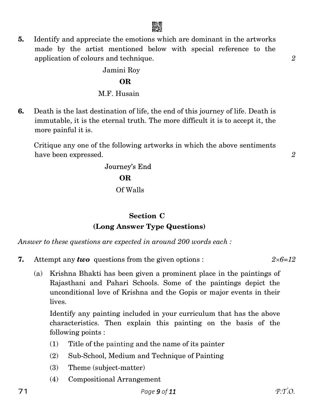 CBSE Class 12 Painting (Compartment) 2023 Question Paper - Page 9
