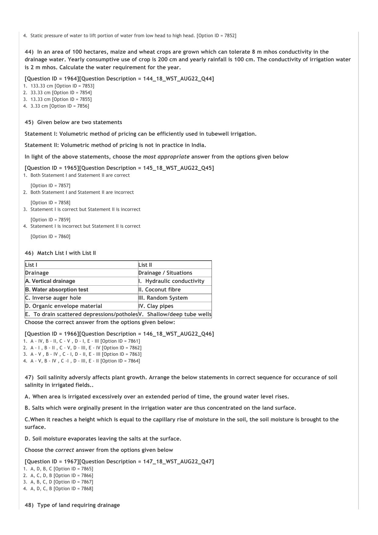 ICAR AIEEA PG 2022 Water Science and Technology Question Paper - Page 9