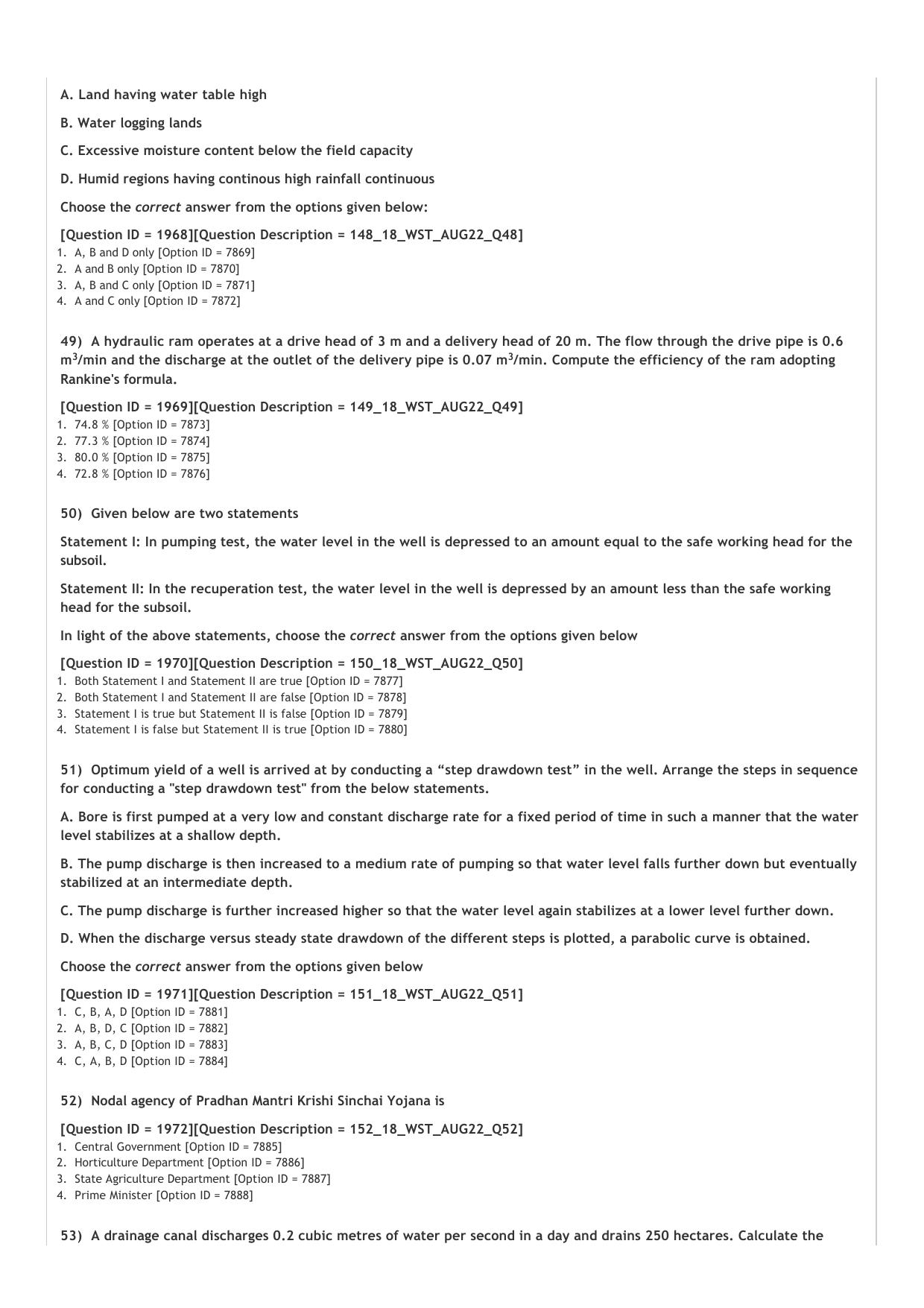 ICAR AIEEA PG 2022 Water Science and Technology Question Paper - Page 10