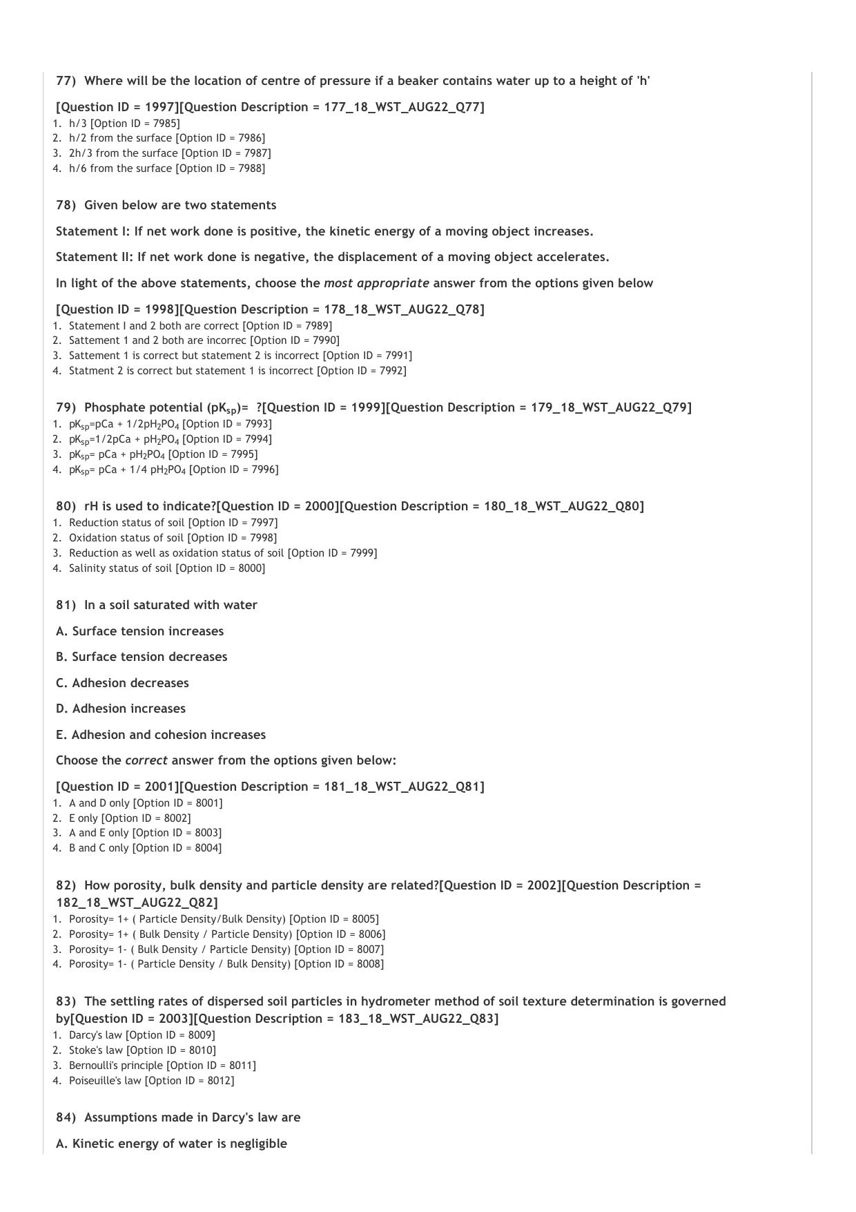 ICAR AIEEA PG 2022 Water Science and Technology Question Paper - Page 15