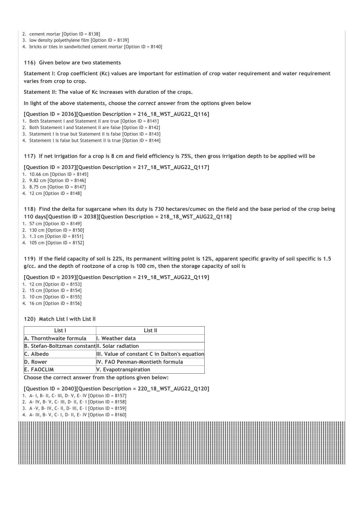 ICAR AIEEA PG 2022 Water Science and Technology Question Paper - Page 21