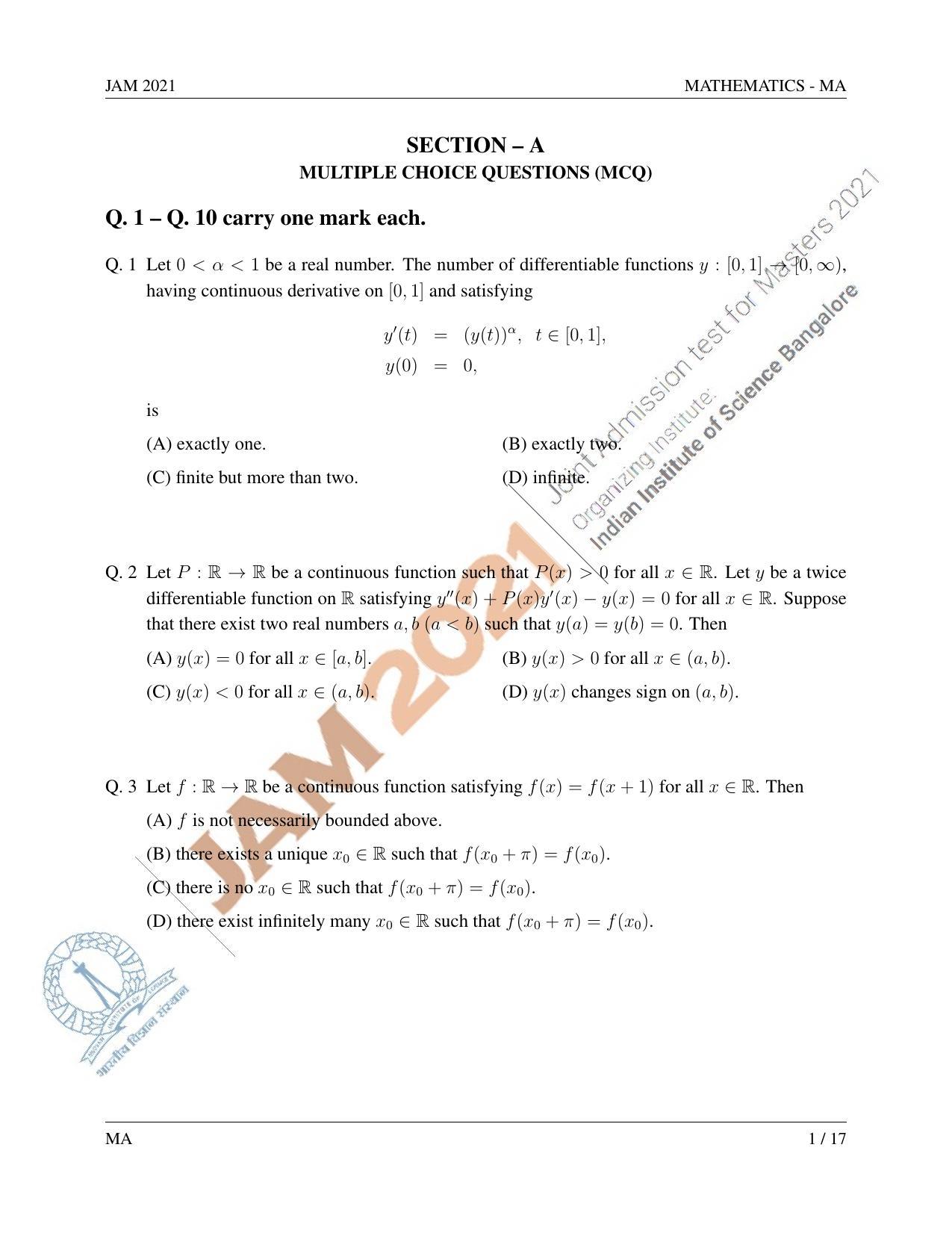 JAM 2021: MA Question Paper - Page 2