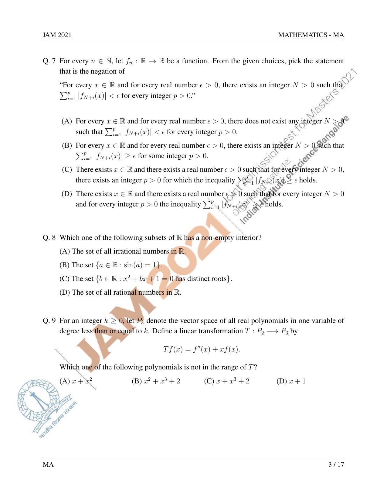 JAM 2021: MA Question Paper - Page 4