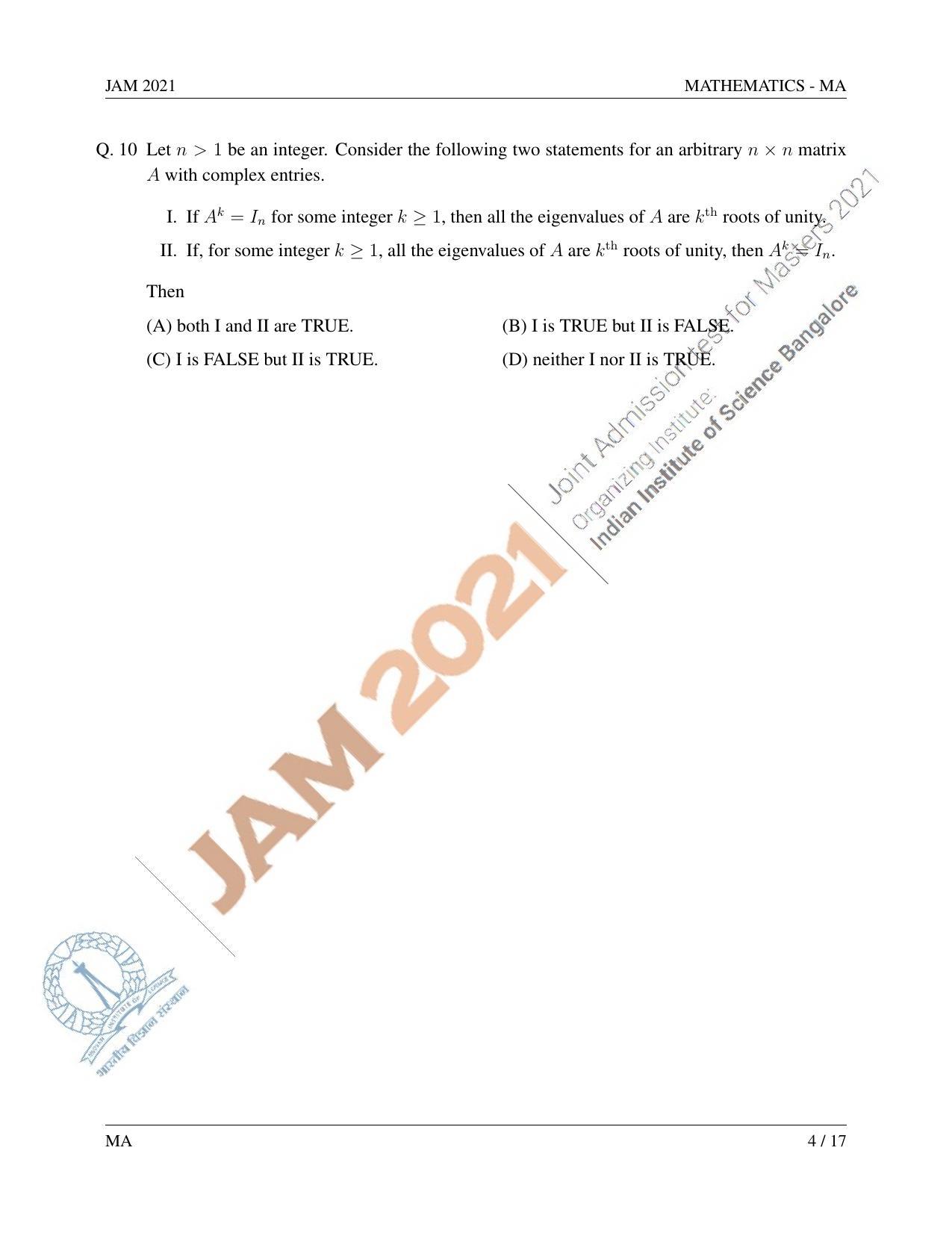 JAM 2021: MA Question Paper - Page 5