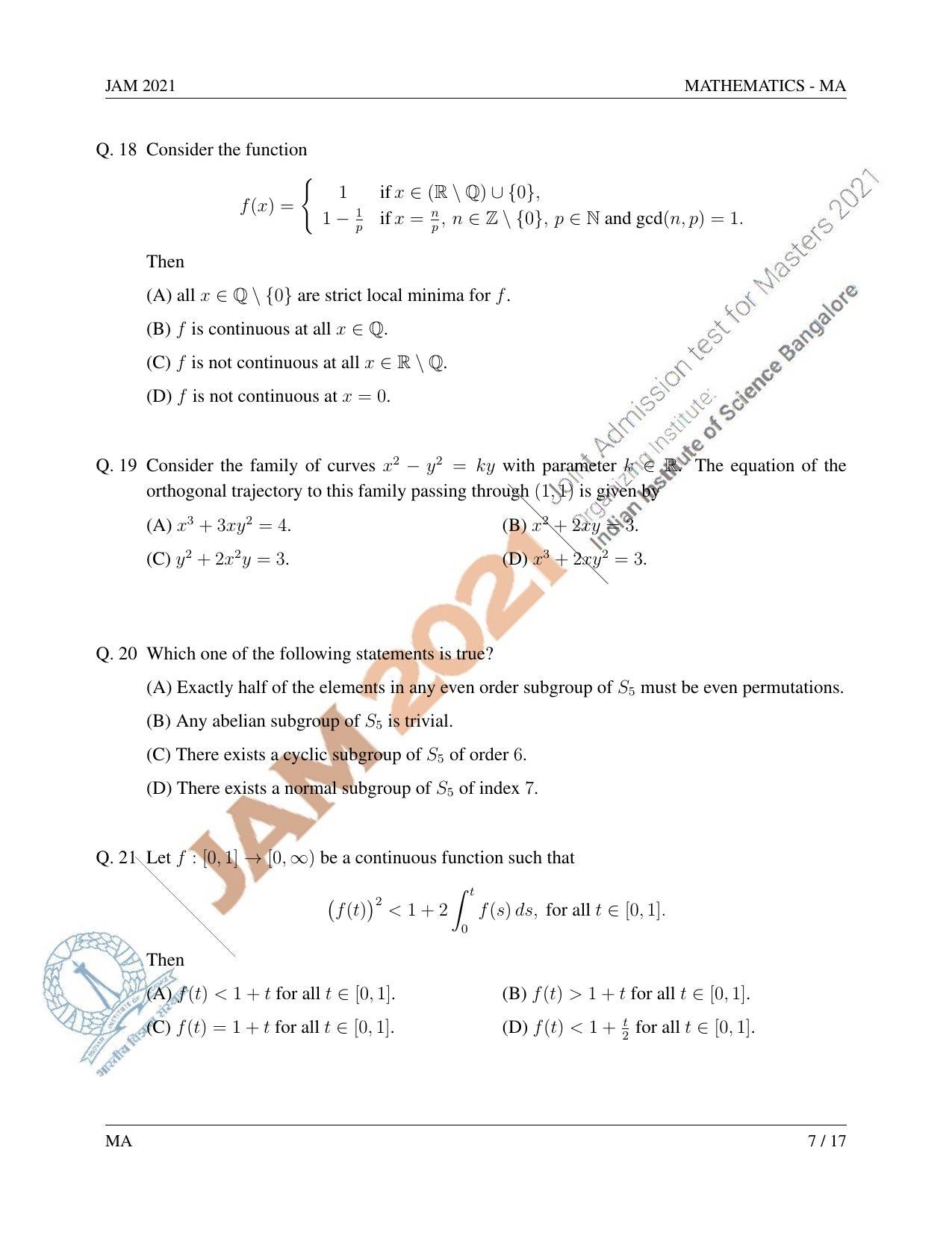 JAM 2021: MA Question Paper - Page 8
