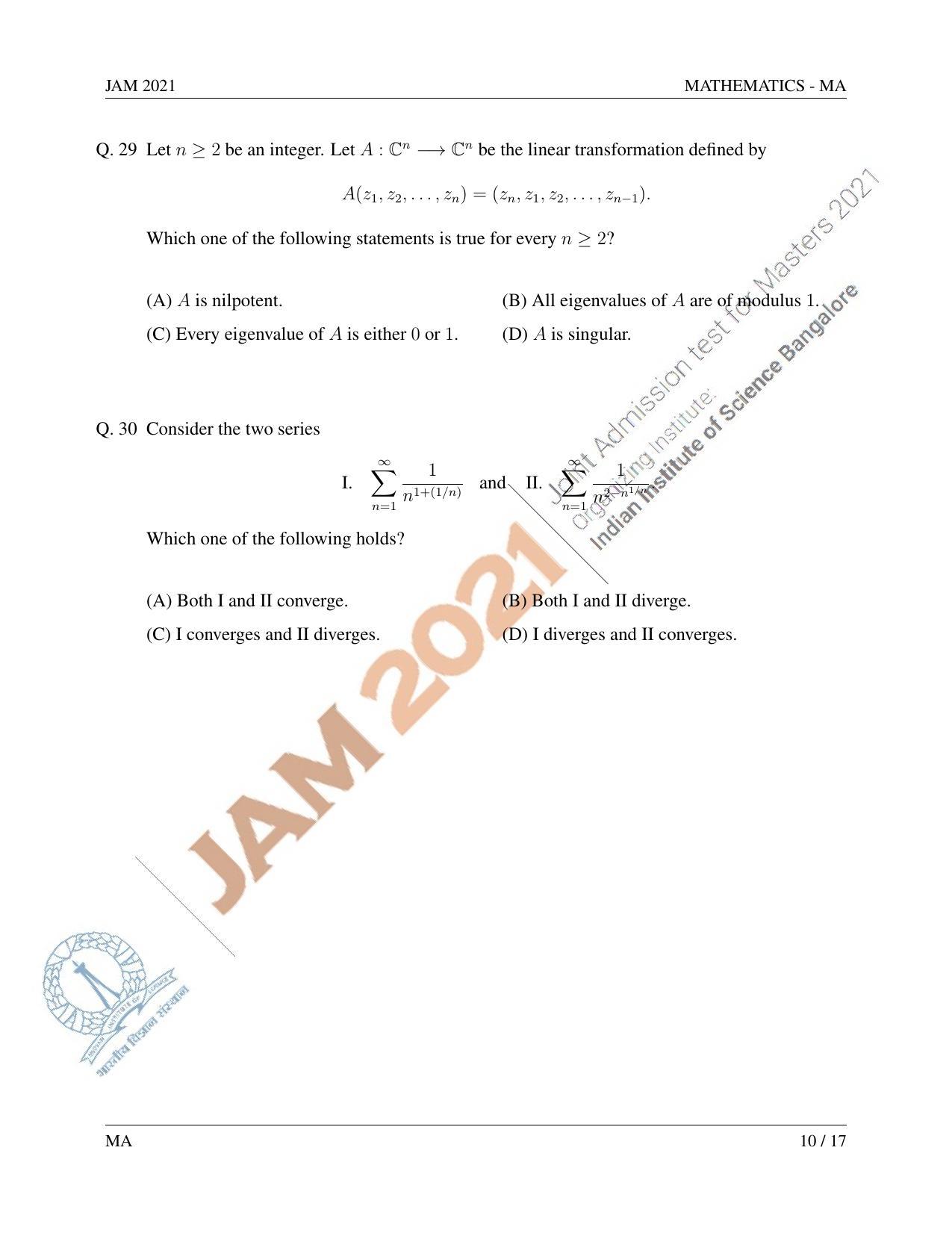 JAM 2021: MA Question Paper - Page 11