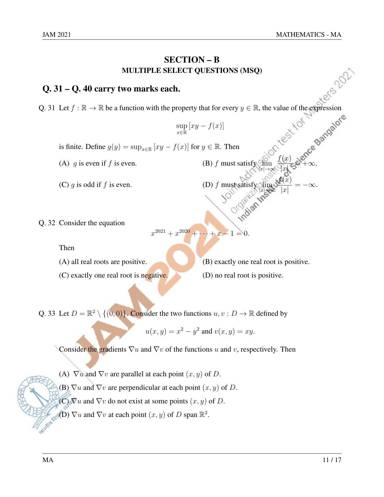 JAM 2021: MA Question Paper - Page 12