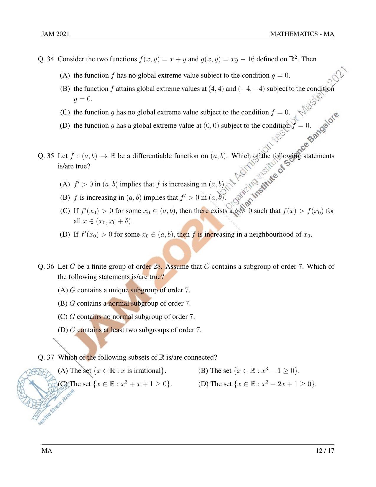 JAM 2021: MA Question Paper - Page 13