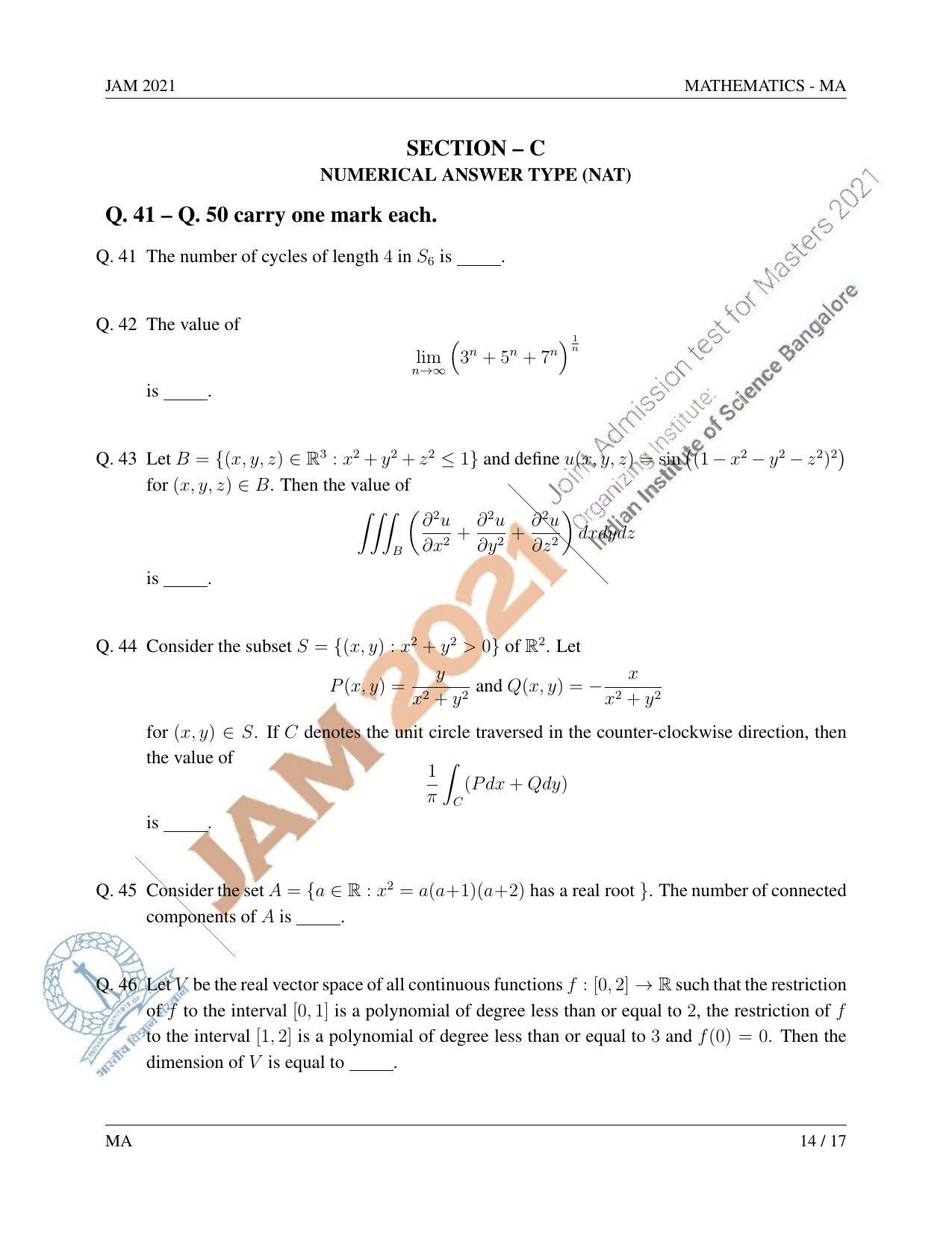 JAM 2021: MA Question Paper - Page 15