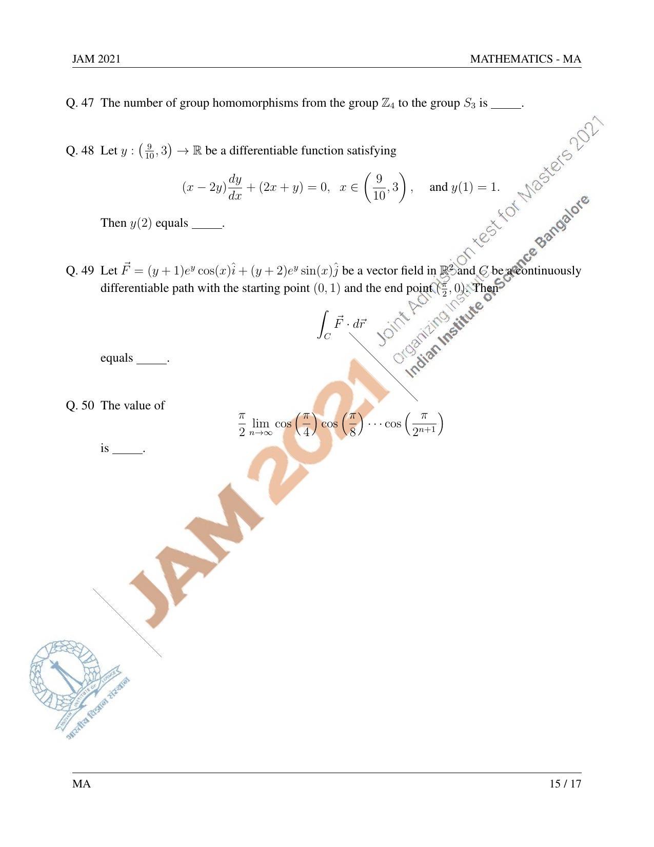 JAM 2021: MA Question Paper - Page 16