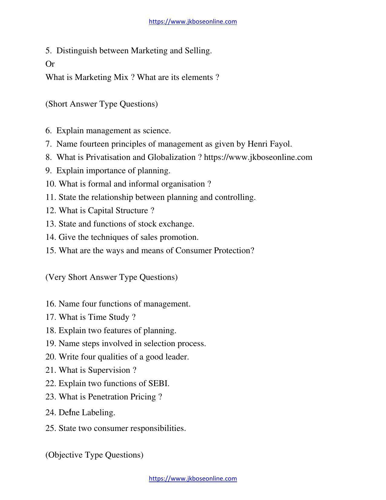 JKBOSE Class 12 Business-Studies 1128-B Question Papers 2020 - Page 2