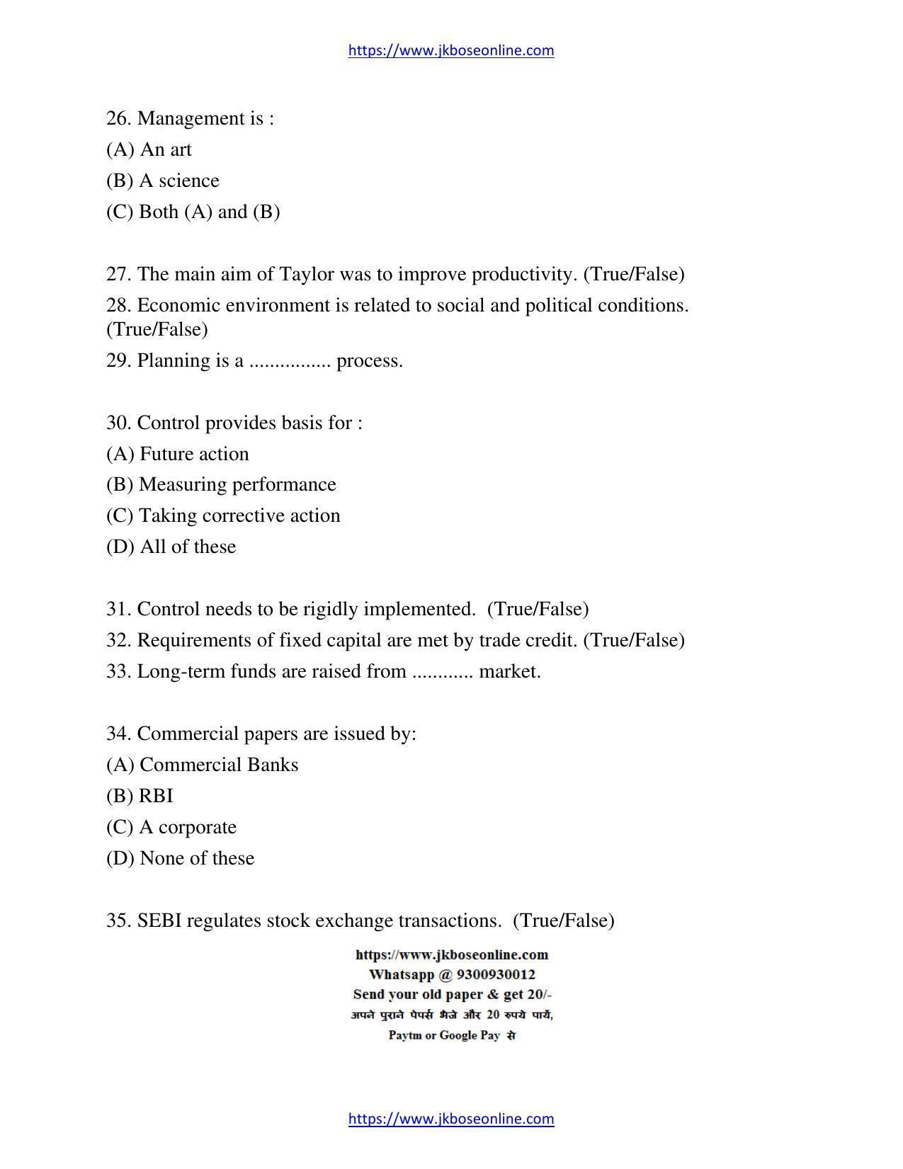 JKBOSE Class 12 Business-Studies 1128-B Question Papers 2020 - Page 3