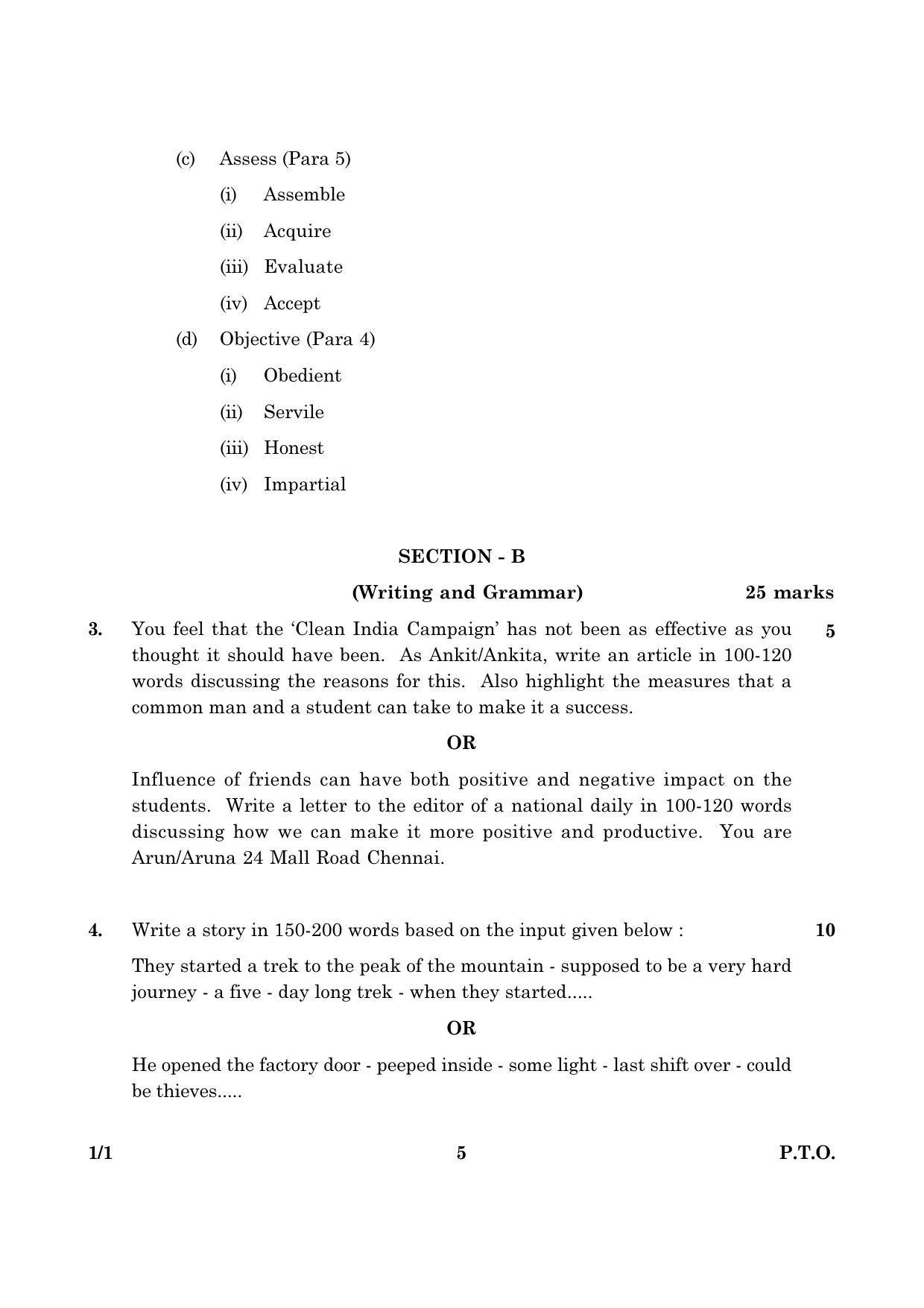 CBSE Class 10 001 Set 1 English Communicative 2016 Question Paper - Page 5