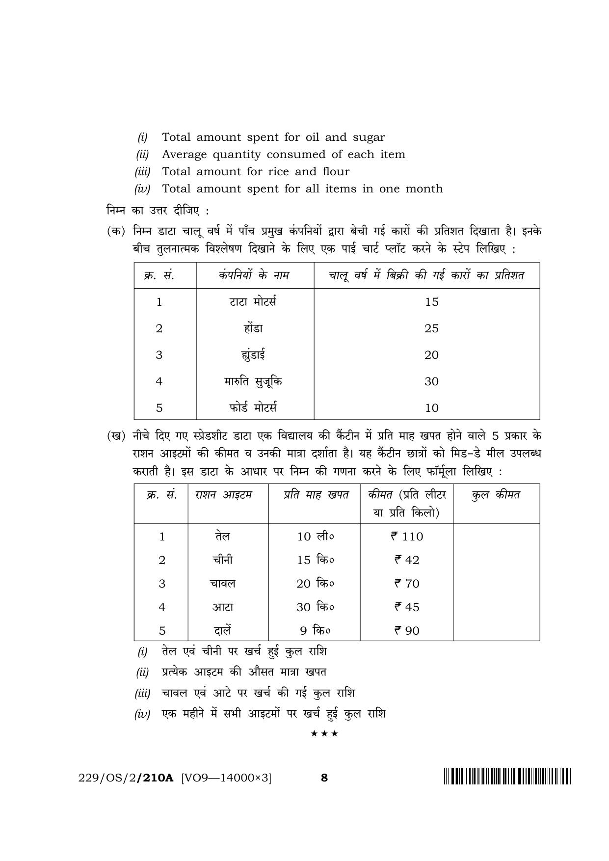 NIOS October 2019 Class 10 Data Entry Operations (SET A) Question Paper - Page 8