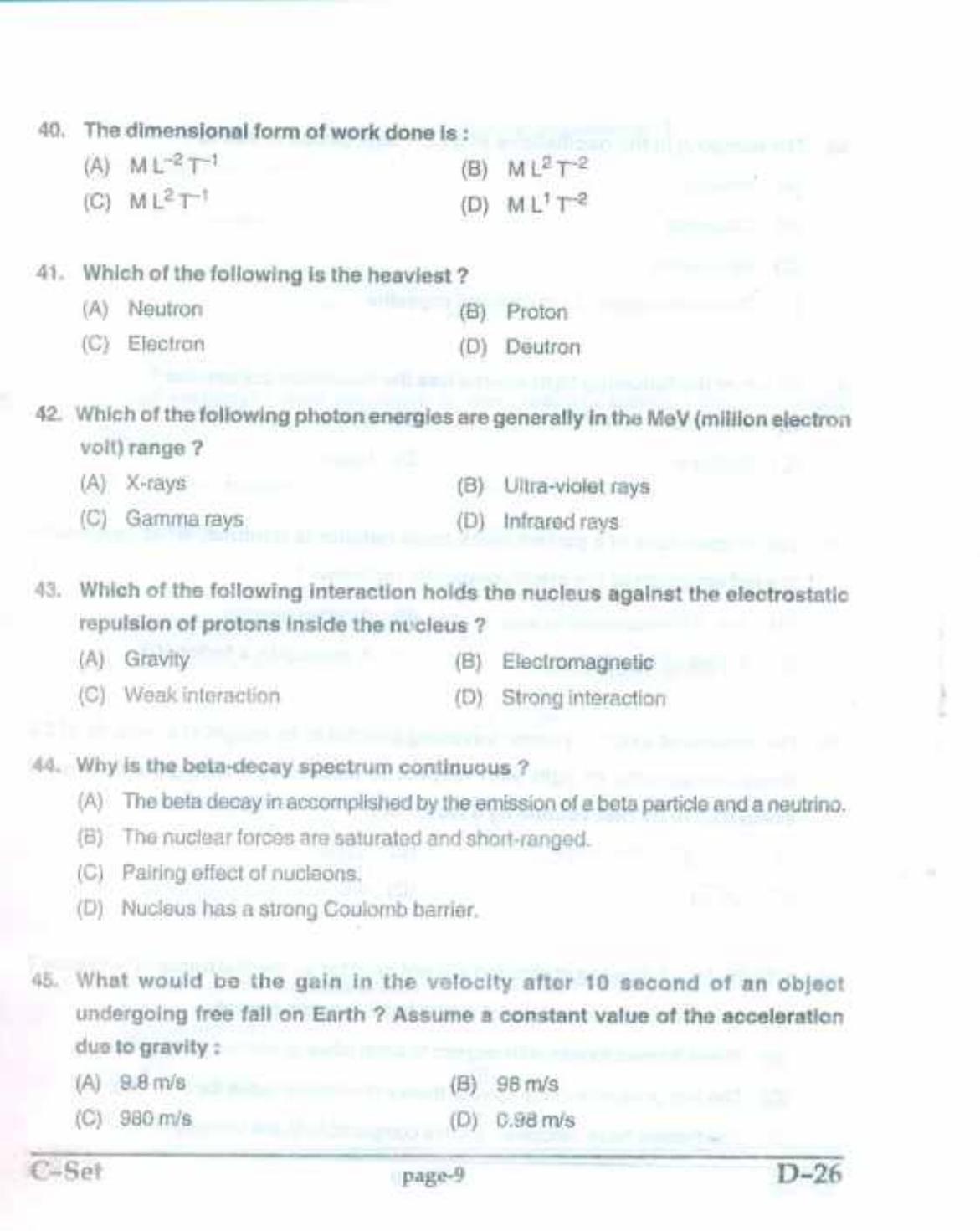 PU CET(PG) 2017: M.Sc. Forensic Science & Criminology SET C Question Paper - Page 9