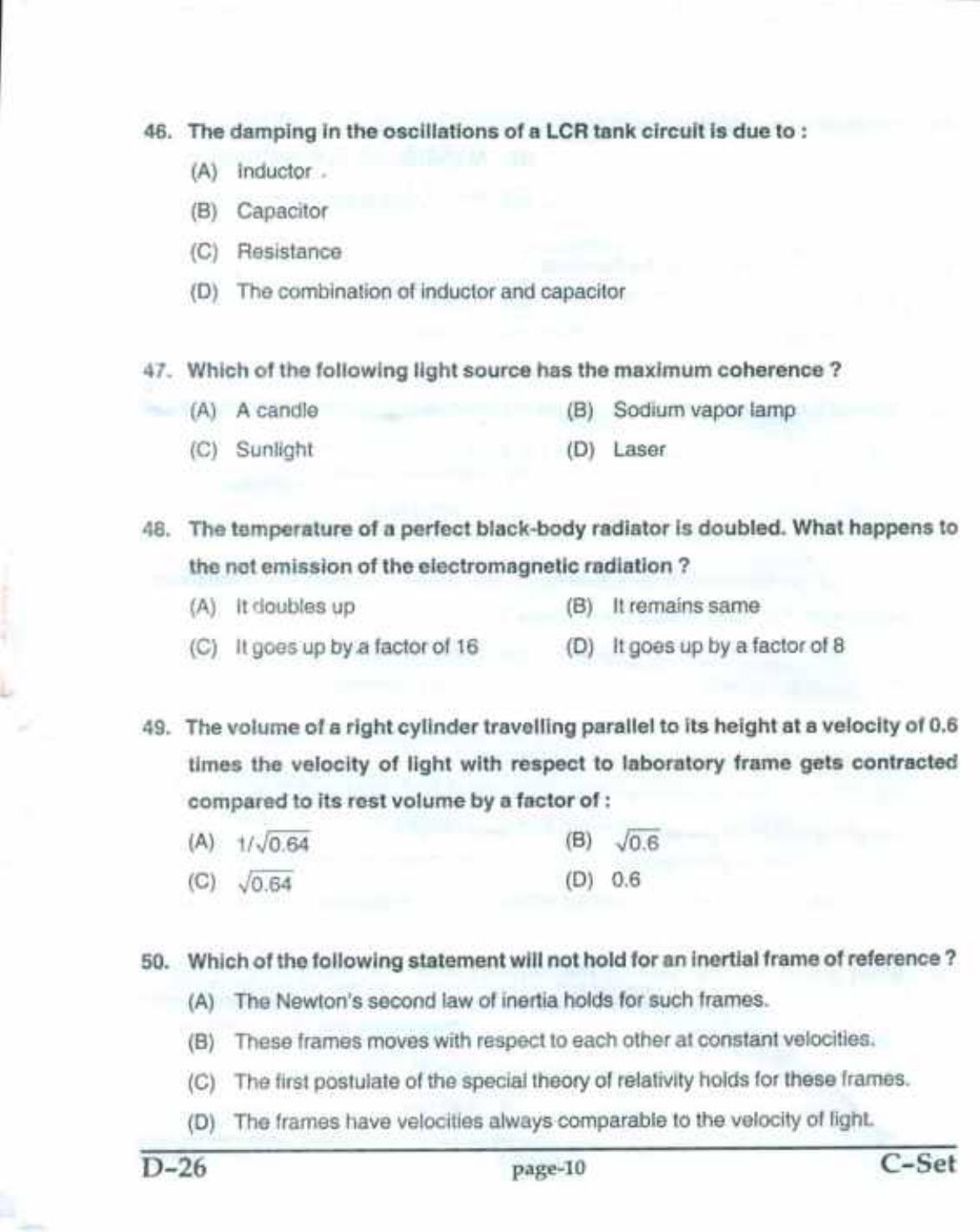 PU CET(PG) 2017: M.Sc. Forensic Science & Criminology SET C Question Paper - Page 10