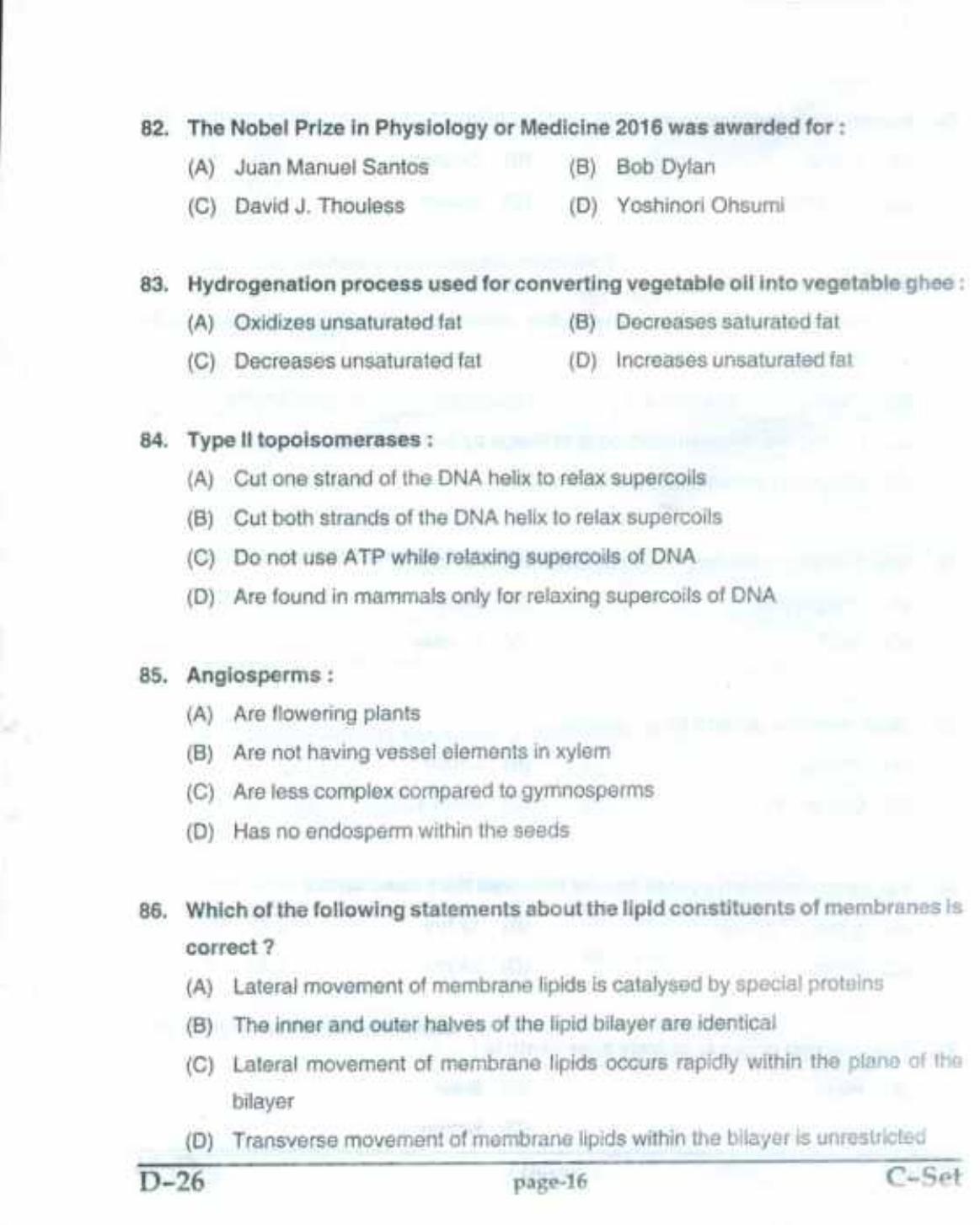 PU CET(PG) 2017: M.Sc. Forensic Science & Criminology SET C Question Paper - Page 16