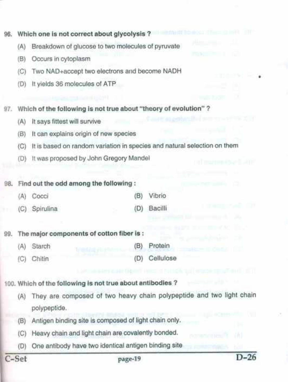 PU CET(PG) 2017: M.Sc. Forensic Science & Criminology SET C Question Paper - Page 19